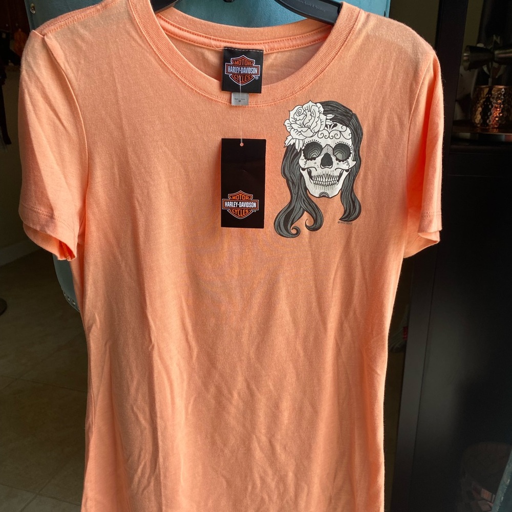 Brand New Harley Davidson Of Tampa Women’s Peach Tee